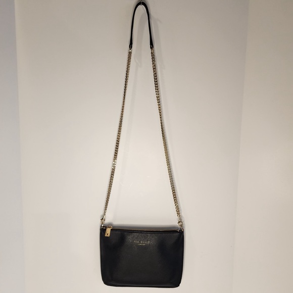 Ted Baker London Crossbody Shoulder  Bag - Black w/GoldtoneChain Removable strap - Picture 3 of 15